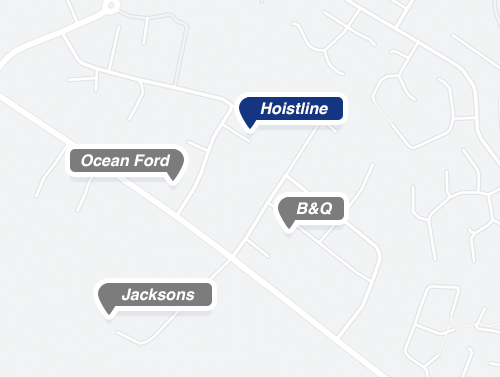 Map of Isle of Man business park with Hoistline labelled at Units 5 and 6.